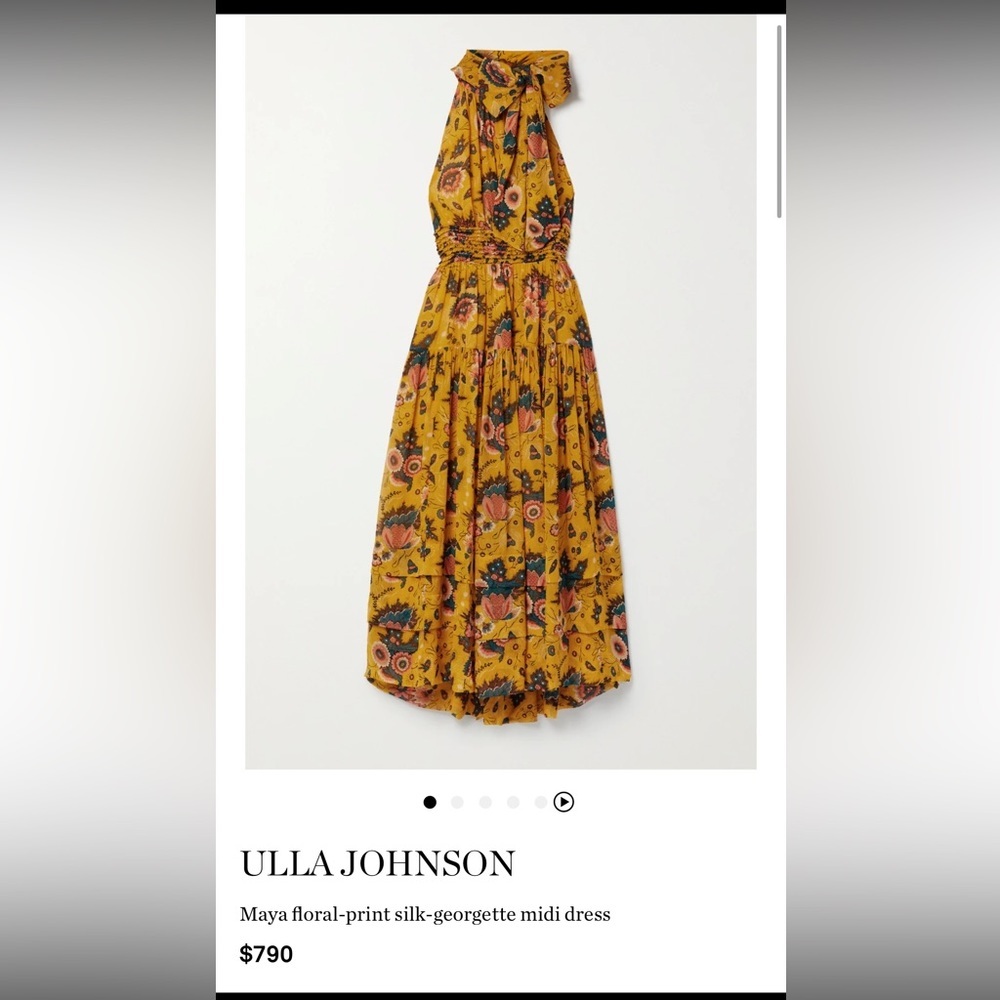 Ulla Johnson Maya Neck-Tie Midi Floral Silk Dress